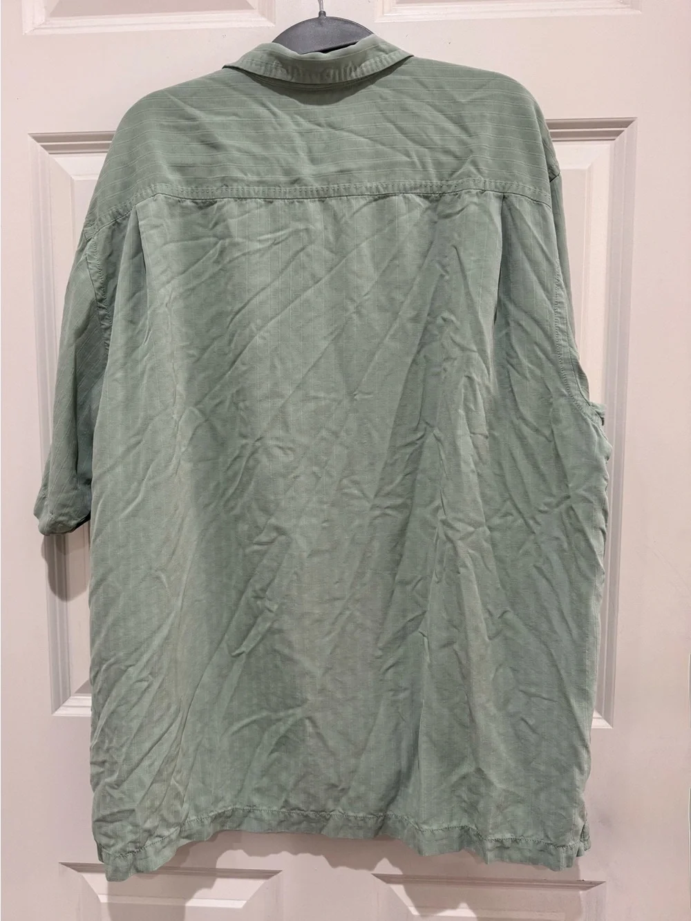 Tommy Bahama Men's Short-Sleeve Button-Up Shirt Sage Green 100% Silk Size XL/TG